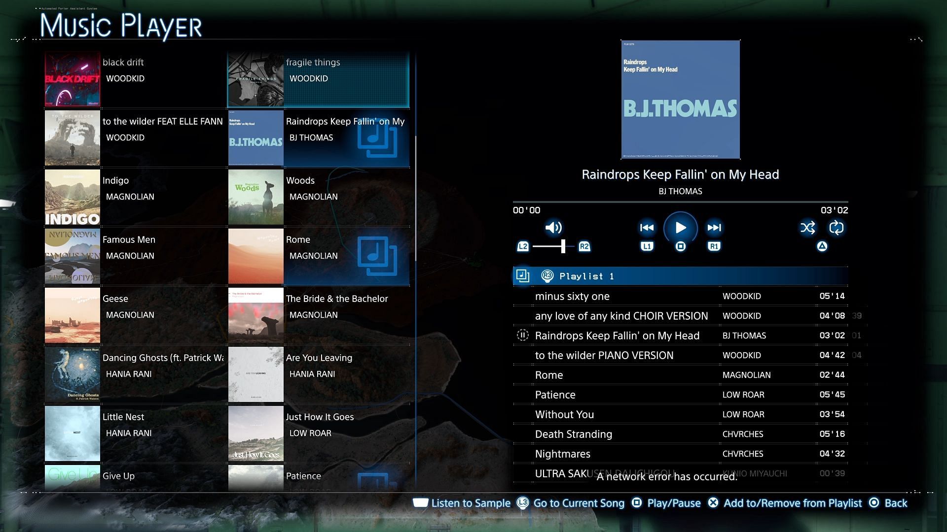 Music Player interface (Image via Sportskeed Gaming || Kojima Productions)